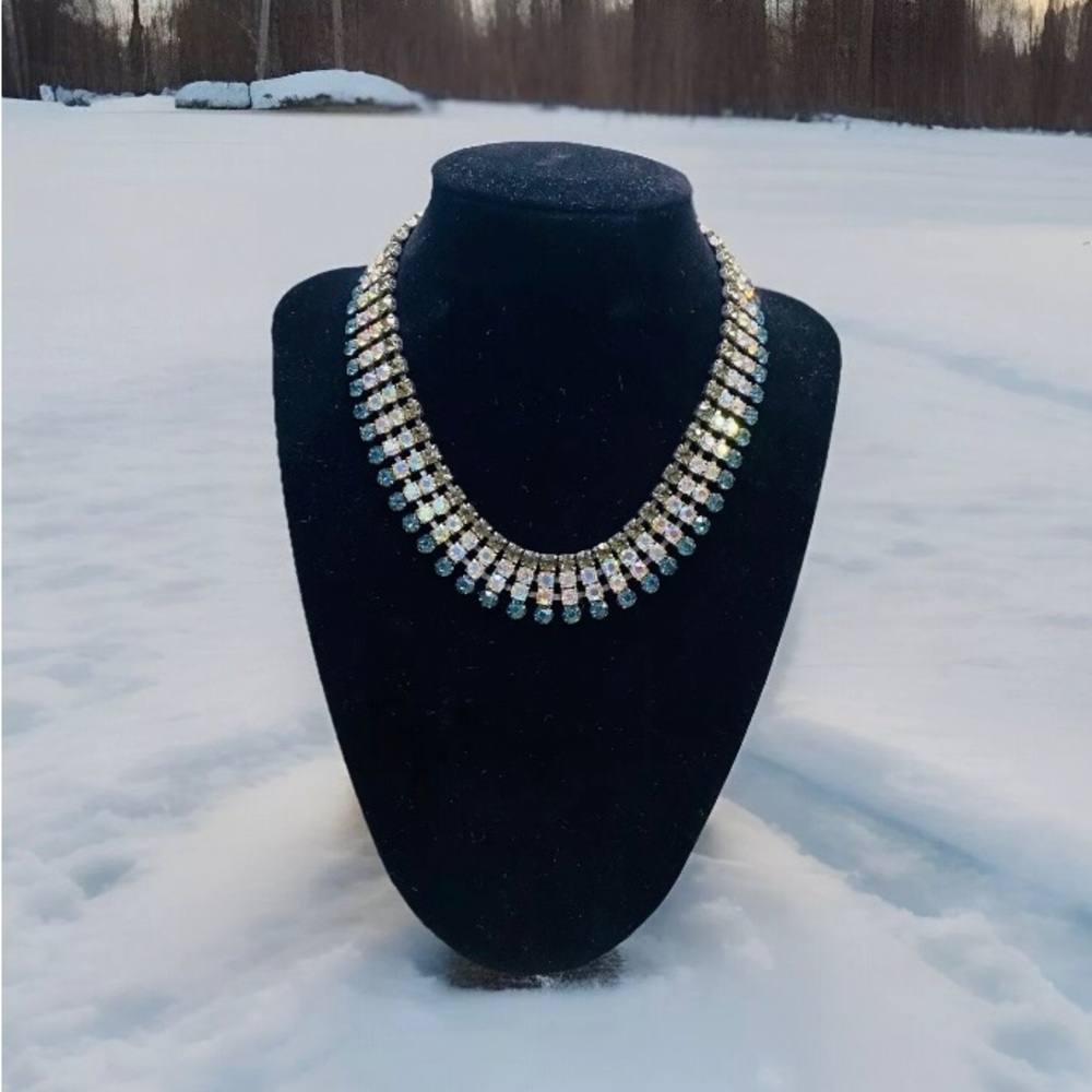VTG 1930sElegant Rhinestone Black, Blue Choker/Necklace Retro from Estate Beauty